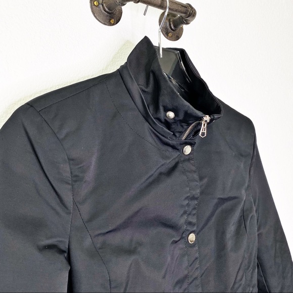 Zara High Neck Zipper Detailed Pleated Jacket - Picture 4 of 7